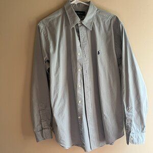 Ralph Lauren Polo Light Blue Gray Button Down Men's Dress Shirt office easter